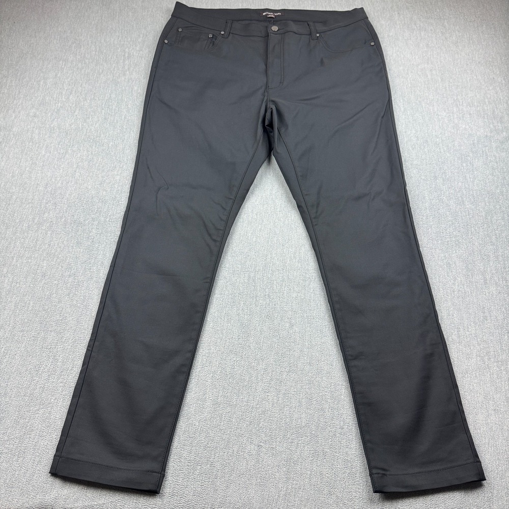 Michael Kors Pants Mens 38x32 Gray Parker Slim Fit Chino 5-Pockets Casual Zip